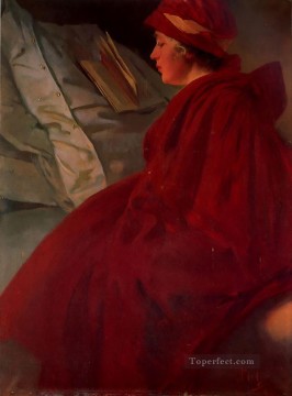  Czech Oil Painting - The Red Cape Czech Art Nouveau Alphonse Mucha